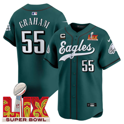 PHI Midnight Green Super Bowl LIX Vapor Baseball Jersey - All Stitched-DTD