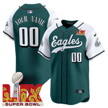 PHI Midnight Green Super Bowl LIX Vapor Baseball Custom Jersey - All Stitched-DTD