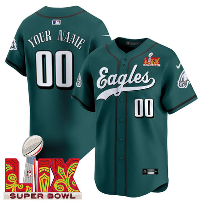 PHI Midnight Green Super Bowl LIX Vapor Baseball Custom Jersey - All Stitched-DTD
