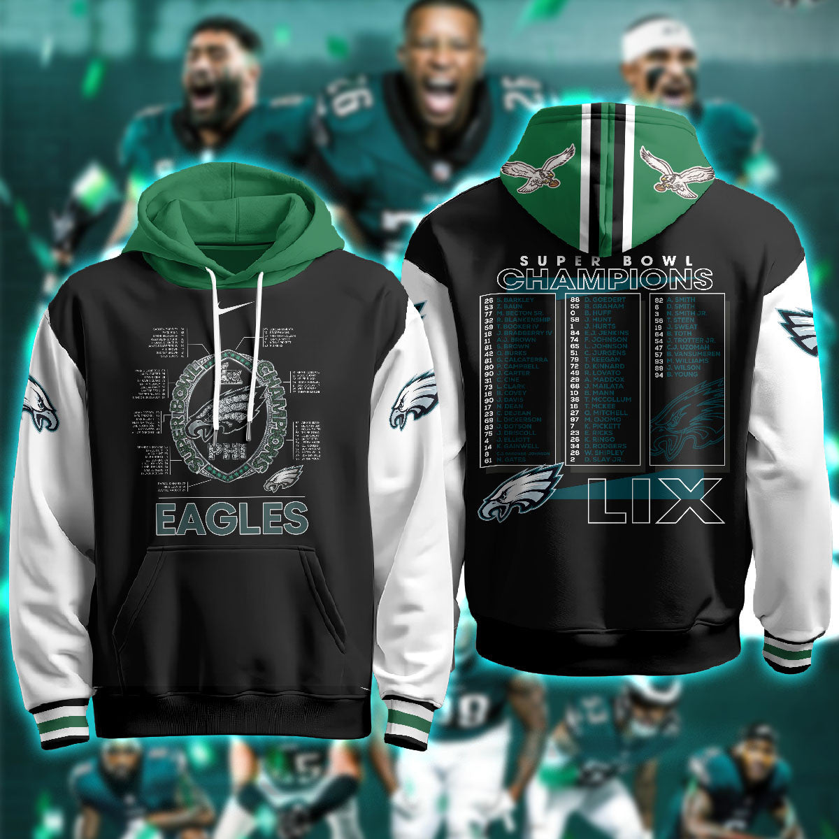 PHI Super Bowl LIX Champions Limited Hoodie N1 - Printed-DTD