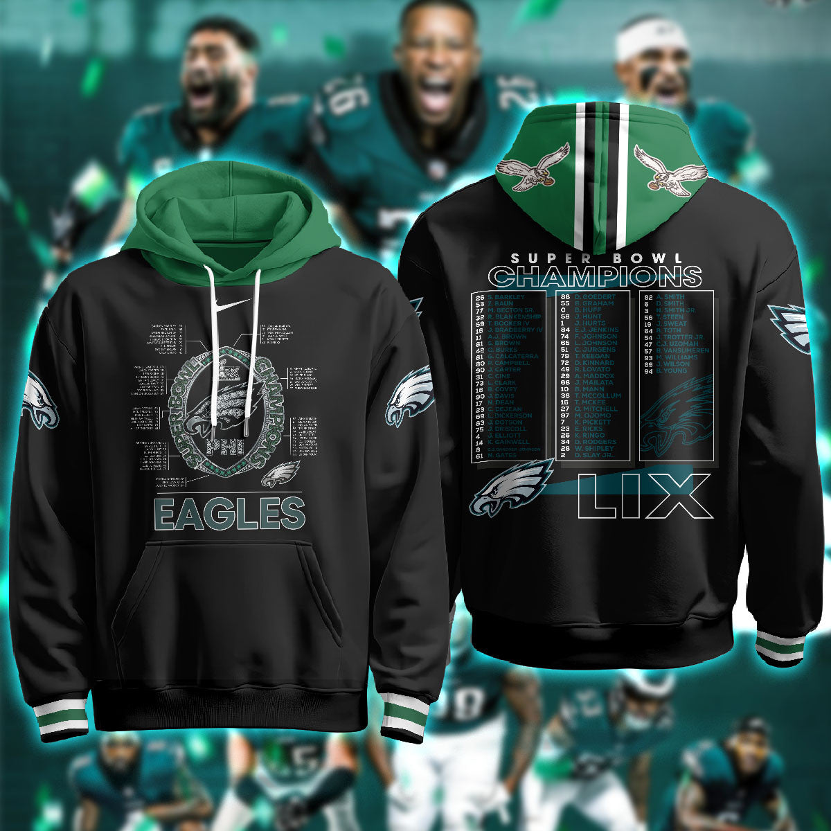 PHI Super Bowl LIX Champions Limited Hoodie N1 - Printed-DTD