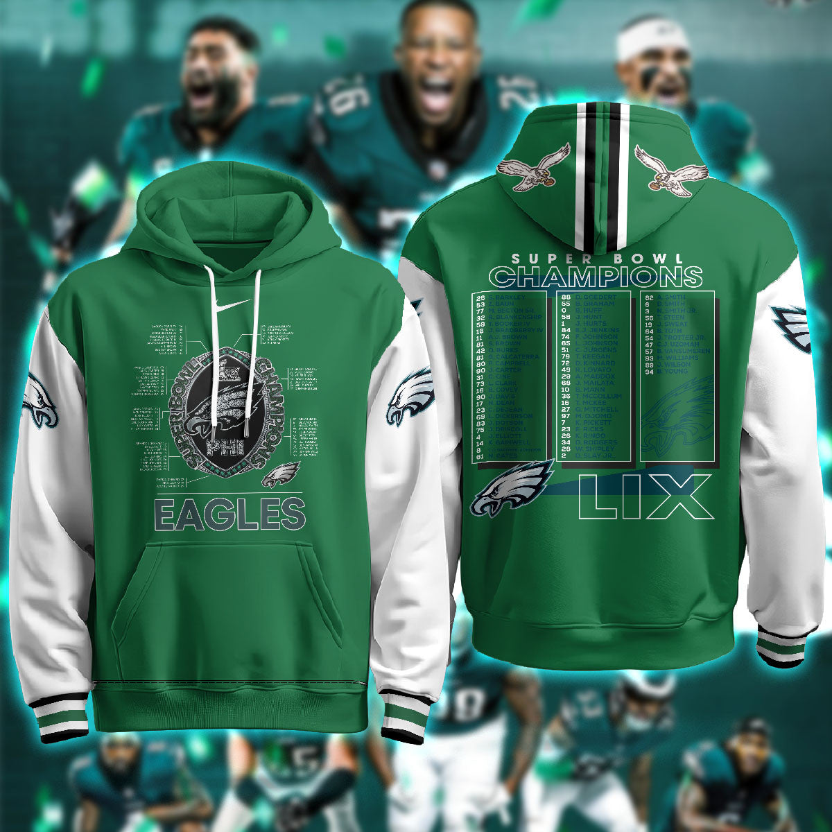 PHI Super Bowl LIX Champions Limited Hoodie N1 - Printed-DTD