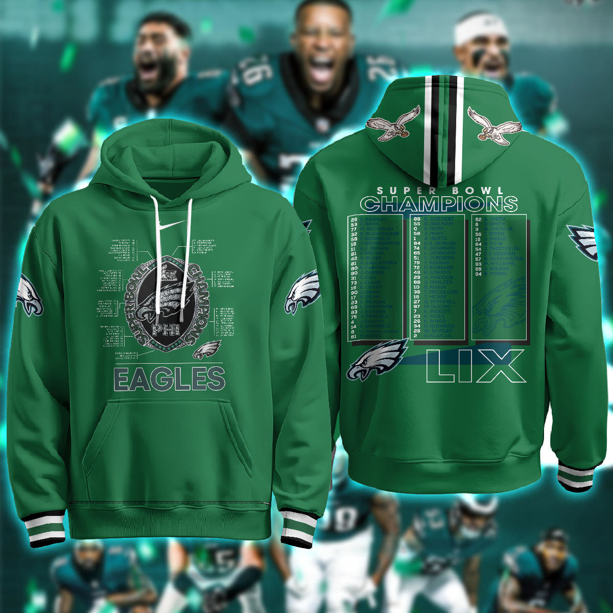 PHI Super Bowl LIX Champions Limited Hoodie N1 - Printed-DTD