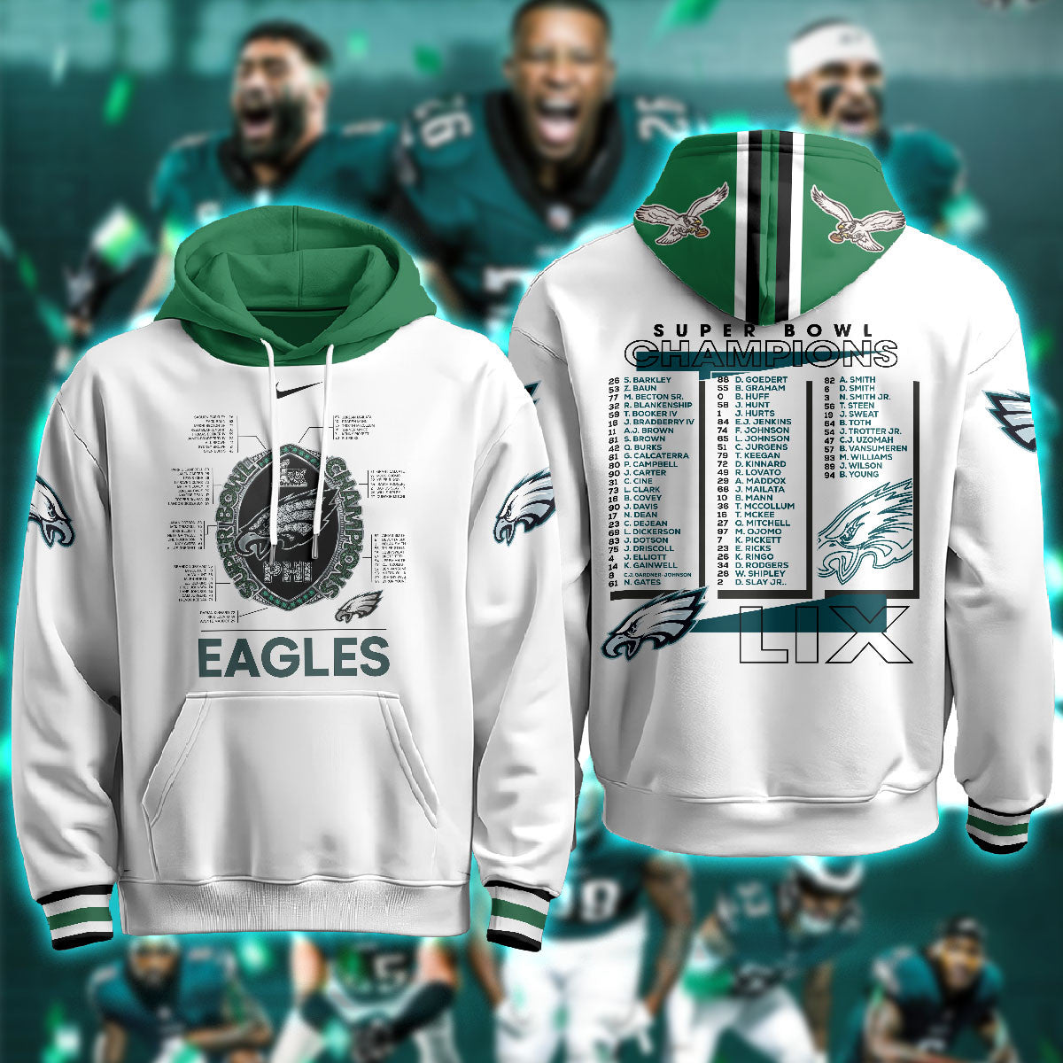 PHI Super Bowl LIX Champions Limited Hoodie N1 - Printed-DTD
