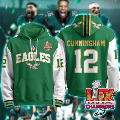 PHI Super Bowl LIX Champions Gold Hoodie N2R - All Stitched-DTD