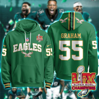 PHI Super Bowl LIX Champions Gold Hoodie N2R - All Stitched-DTD