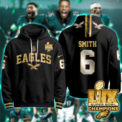 PHI Super Bowl LIX Champions Gold Hoodie N2R - All Stitched-DTD