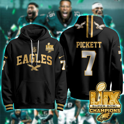 PHI Super Bowl LIX Champions Gold Hoodie N2R - All Stitched-DTD