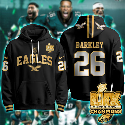 PHI Super Bowl LIX Champions Gold Hoodie N2R - All Stitched-DTD