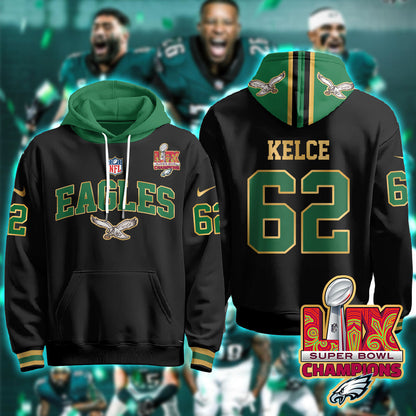PHI Super Bowl LIX Champions Gold Hoodie N2R - All Stitched-DTD