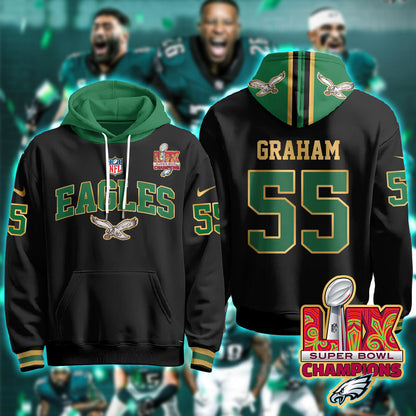 PHI Super Bowl LIX Champions Gold Hoodie N2R - All Stitched-DTD