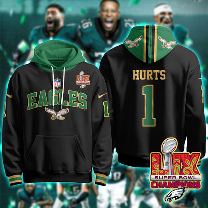 PHI Super Bowl LIX Champions Gold Hoodie N2R - All Stitched-DTD