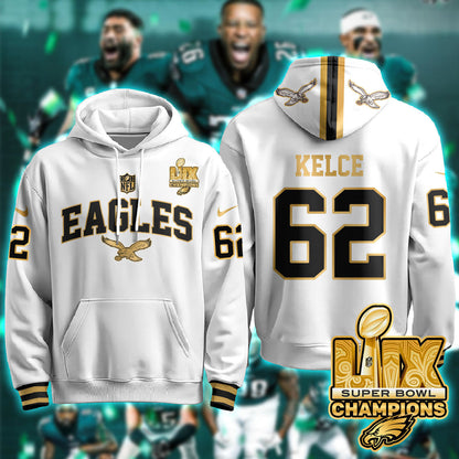 PHI Super Bowl LIX Champions Gold Hoodie N2R - All Stitched-DTD
