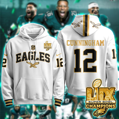 PHI Super Bowl LIX Champions Gold Hoodie N2R - All Stitched-DTD