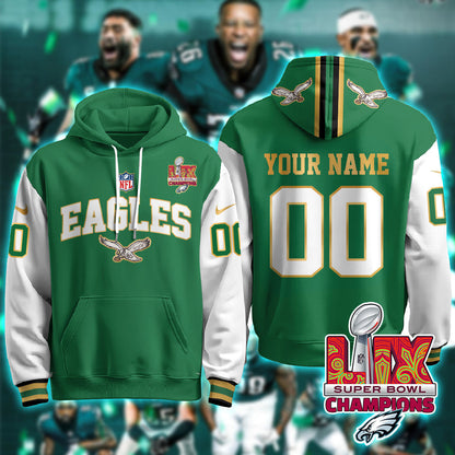 PHI Super Bowl LIX Champions Gold Hoodie N2r-DTD