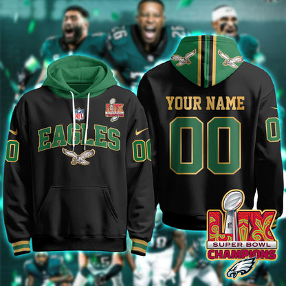 PHI Super Bowl LIX Champions Gold Hoodie N2r-DTD
