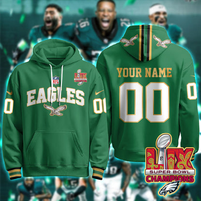PHI Super Bowl LIX Champions Gold Hoodie N2r-DTD