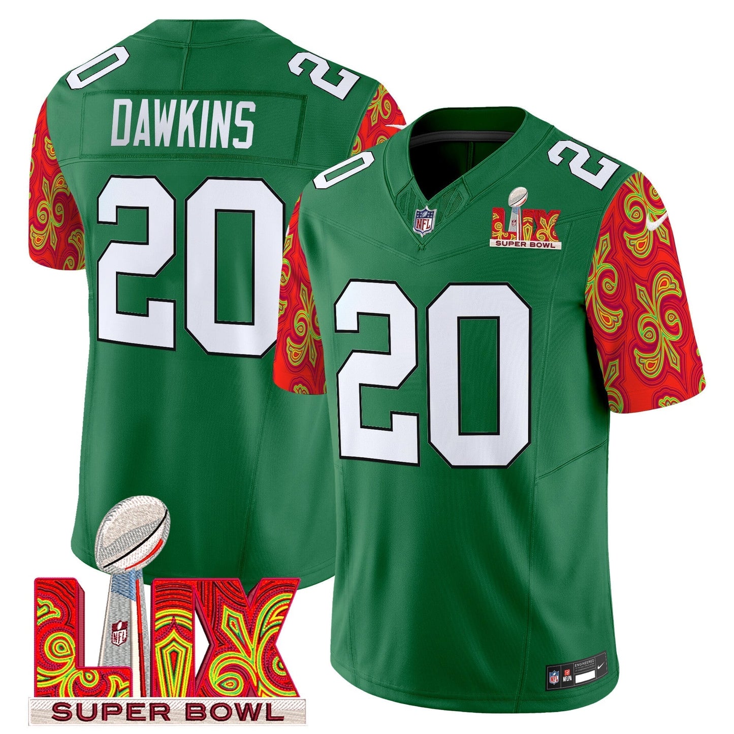 PHI Kelly Green Super Bowl LIX Style Vapor Limited Jersey - All Stitched-DTD