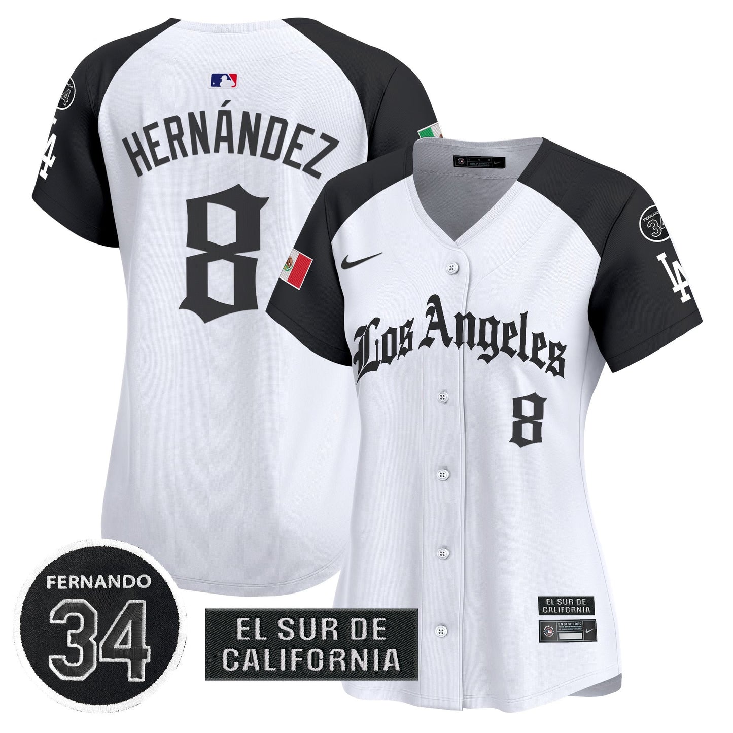 Women's Dodgers Mexico 2025 LA Gothic Style Patch Vapor Premier Limited Jersey - All Stitched