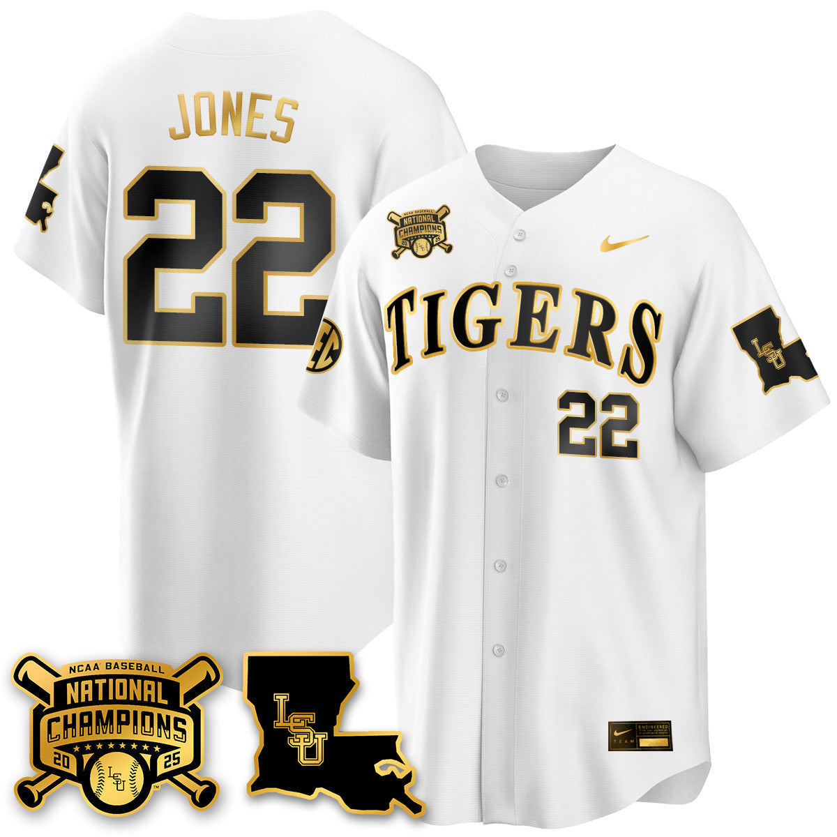 LSU 2025 World Series Champions Limited Gold Jersey - All Stitched-DTD