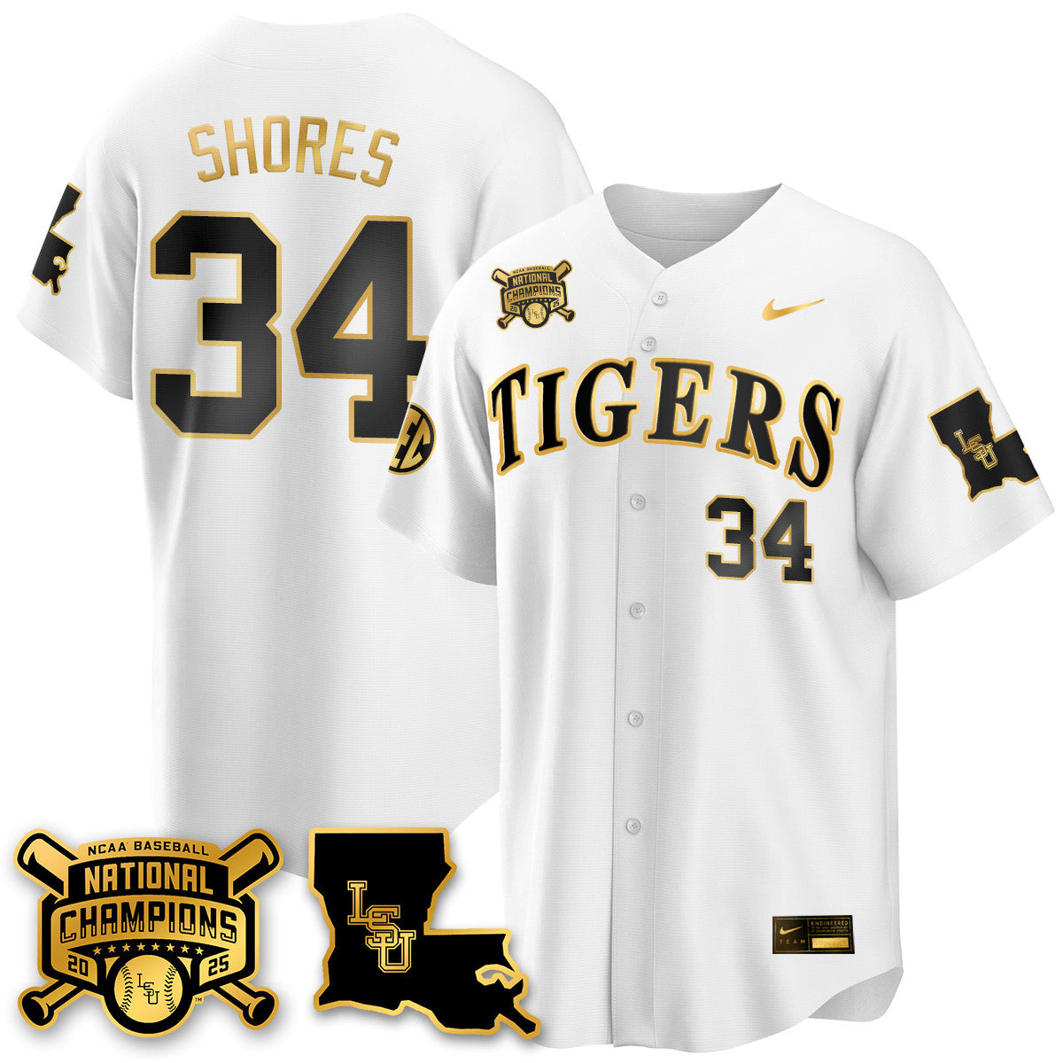 LSU 2025 World Series Champions Limited Gold Jersey - All Stitched-DTD