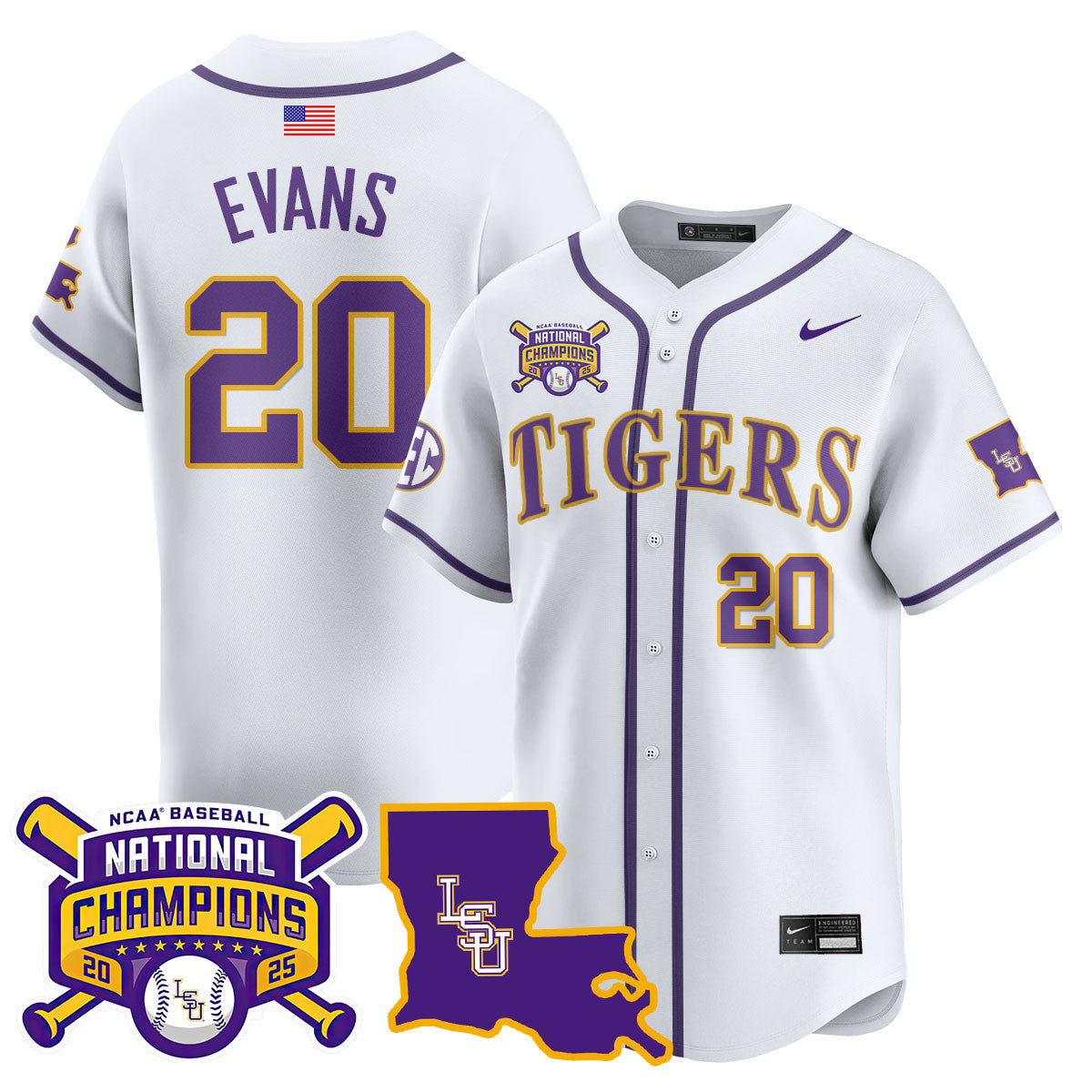 LSU 2025 World Series Champions Limited Jersey - All Stitched-DTD