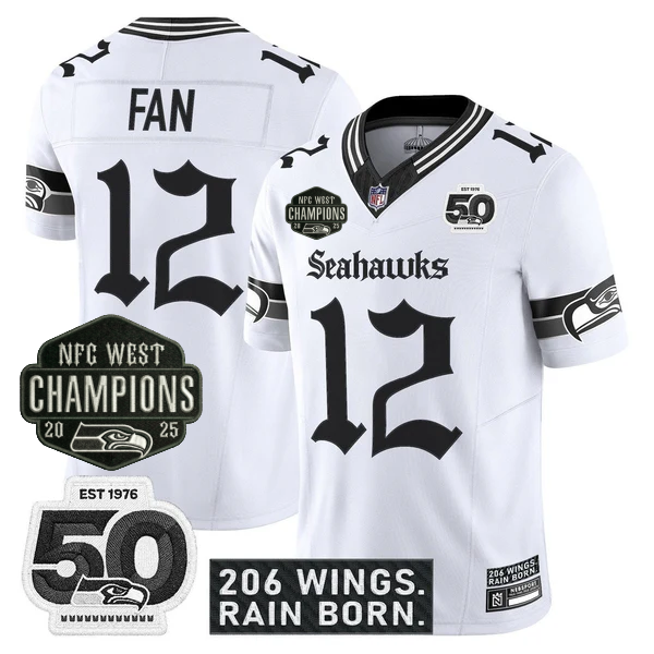 SEA 2026 NFC West Champions 'Gothic Rain City Shadows Edition' Jersey - 50th Anniversary Patch - All Stitched-DTD