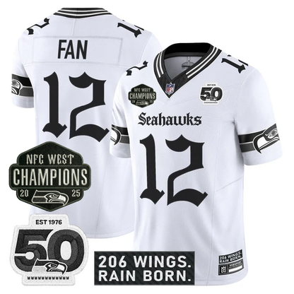 SEA 2026 NFC West Champions 'Gothic Rain City Shadows Edition' Jersey - 50th Anniversary Patch - All Stitched-DTD