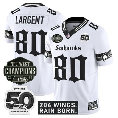 SEA 2026 NFC West Champions 'Gothic Rain City Shadows Edition' Jersey - 50th Anniversary Patch - All Stitched-DTD