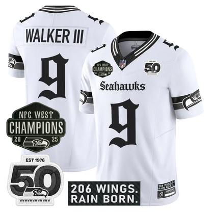 SEA 2026 NFC West Champions 'Gothic Rain City Shadows Edition' Jersey - 50th Anniversary Patch - All Stitched-DTD