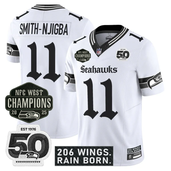 SEA 2026 NFC West Champions 'Gothic Rain City Shadows Edition' Jersey - 50th Anniversary Patch - All Stitched-DTD