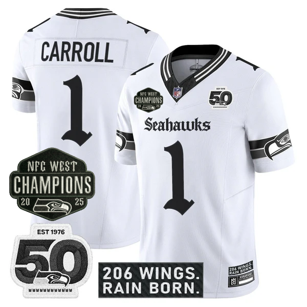SEA 2026 NFC West Champions 'Gothic Rain City Shadows Edition' Jersey - 50th Anniversary Patch - All Stitched-DTD