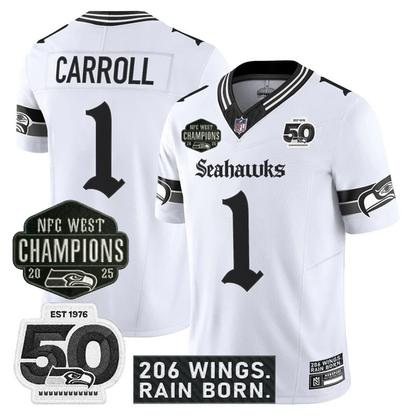 SEA 2026 NFC West Champions 'Gothic Rain City Shadows Edition' Jersey - 50th Anniversary Patch - All Stitched-DTD