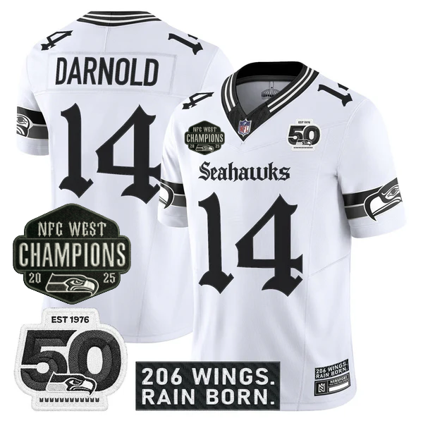 SEA 2026 NFC West Champions 'Gothic Rain City Shadows Edition' Jersey - 50th Anniversary Patch - All Stitched-DTD