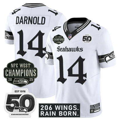 SEA 2026 NFC West Champions 'Gothic Rain City Shadows Edition' Jersey - 50th Anniversary Patch - All Stitched-DTD