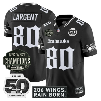 SEA 2026 NFC West Champions 'Gothic Rain City Shadows Edition' Jersey - 50th Anniversary Patch - All Stitched-DTD
