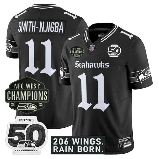 SEA 2026 NFC West Champions 'Gothic Rain City Shadows Edition' Jersey - 50th Anniversary Patch - All Stitched-DTD