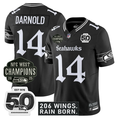 SEA 2026 NFC West Champions 'Gothic Rain City Shadows Edition' Jersey - 50th Anniversary Patch - All Stitched-DTD