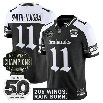 SEA 2026 NFC West Champions 'Gothic Rain City Shadows Edition' Jersey - 50th Anniversary Patch - All Stitched-DTD