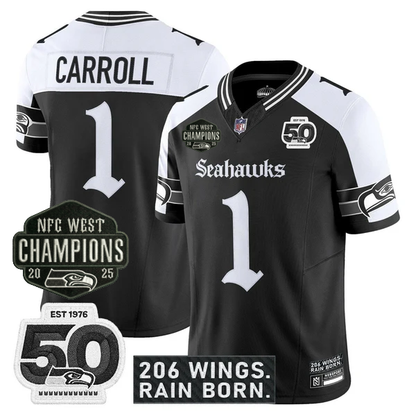 SEA 2026 NFC West Champions 'Gothic Rain City Shadows Edition' Jersey - 50th Anniversary Patch - All Stitched-DTD