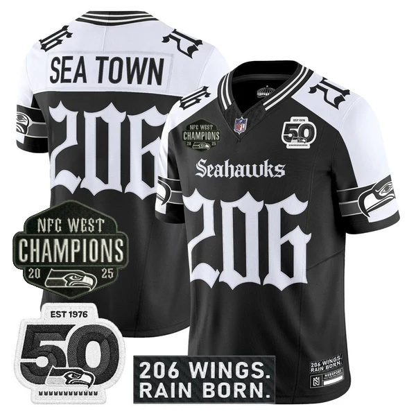 SEA 2026 NFC West Champions 'Gothic Rain City Shadows Edition' Jersey - 50th Anniversary Patch - All Stitched-DTD