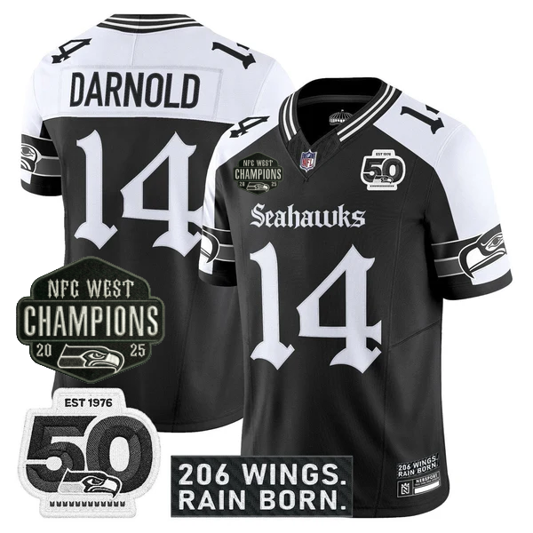 SEA 2026 NFC West Champions 'Gothic Rain City Shadows Edition' Jersey - 50th Anniversary Patch - All Stitched-DTD