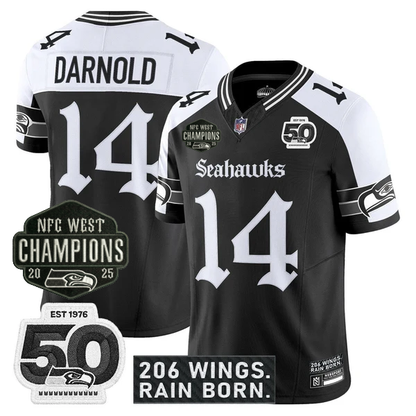 SEA 2026 NFC West Champions 'Gothic Rain City Shadows Edition' Jersey - 50th Anniversary Patch - All Stitched-DTD