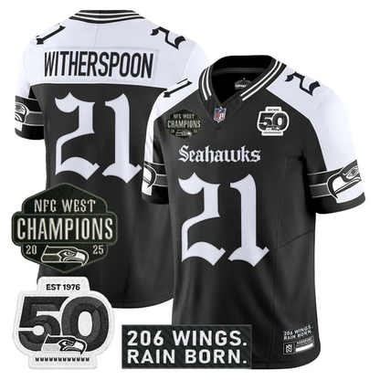SEA 2026 NFC West Champions 'Gothic Rain City Shadows Edition' Jersey - 50th Anniversary Patch - All Stitched-DTD