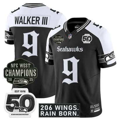 SEA 2026 NFC West Champions 'Gothic Rain City Shadows Edition' Jersey - 50th Anniversary Patch - All Stitched-DTD
