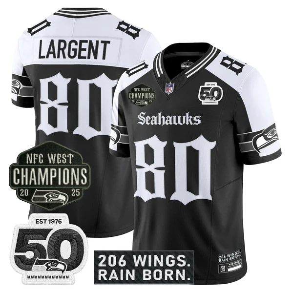 SEA 2026 NFC West Champions 'Gothic Rain City Shadows Edition' Jersey - 50th Anniversary Patch - All Stitched-DTD