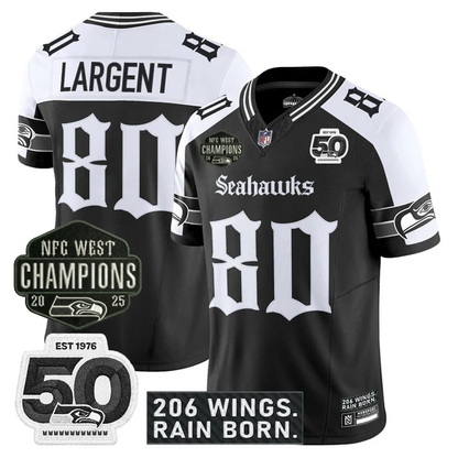 SEA 2026 NFC West Champions 'Gothic Rain City Shadows Edition' Jersey - 50th Anniversary Patch - All Stitched-DTD