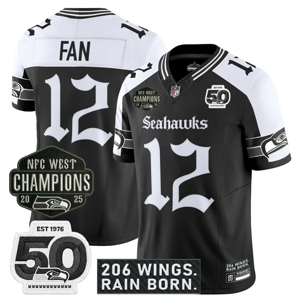SEA 2026 NFC West Champions 'Gothic Rain City Shadows Edition' Jersey - 50th Anniversary Patch - All Stitched-DTD