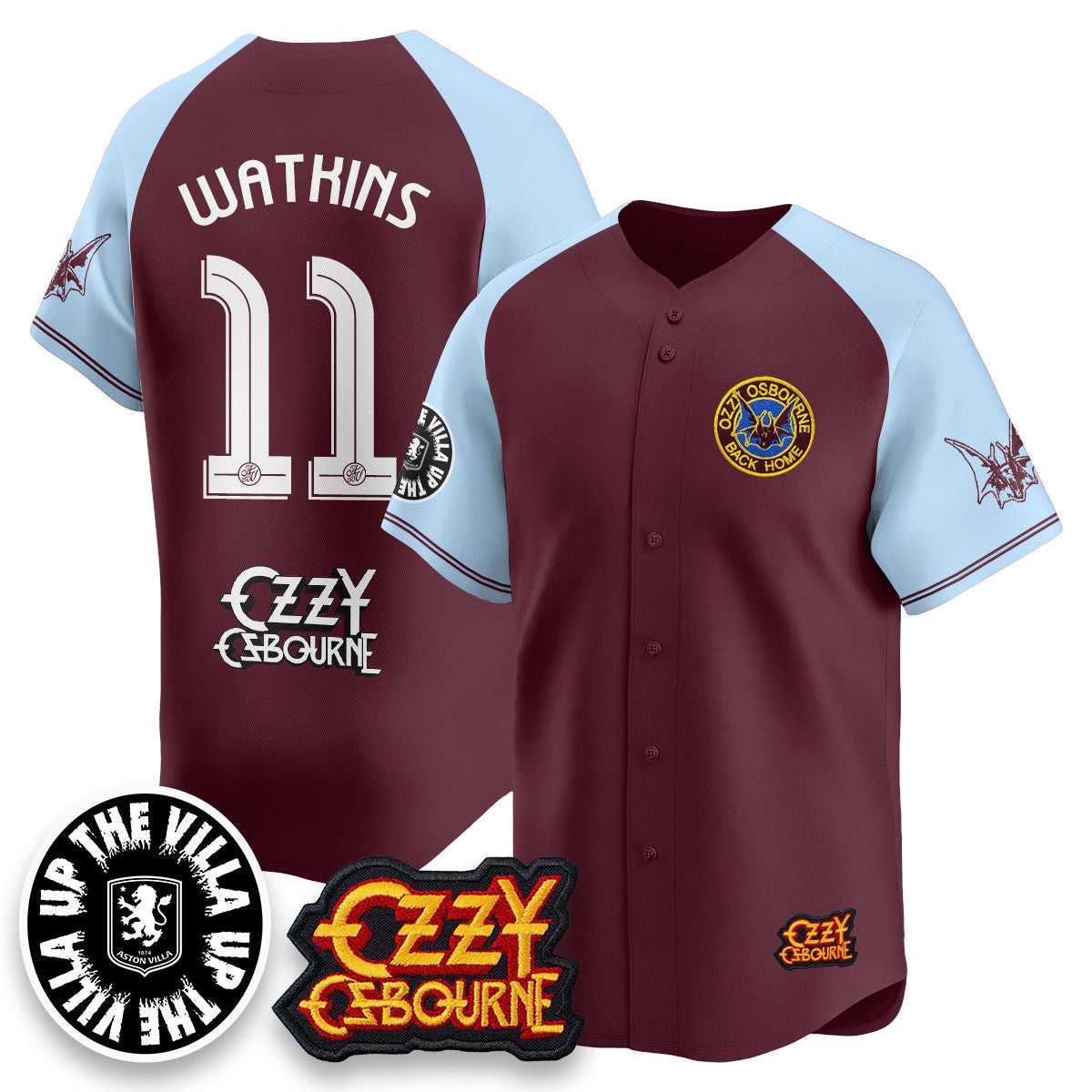 Aston Villa Ozzy Osbourne Back Home Baseball Jersey - All Stitched-DTD