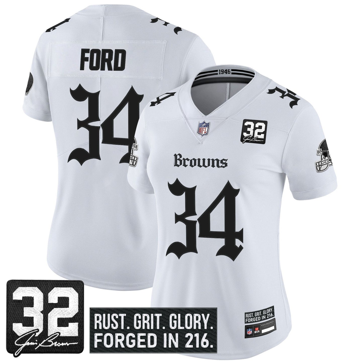 Women's Cleveland Browns 'Gothic Dawg Shadows Drop' Vapor Limited Jersey - All Stitched